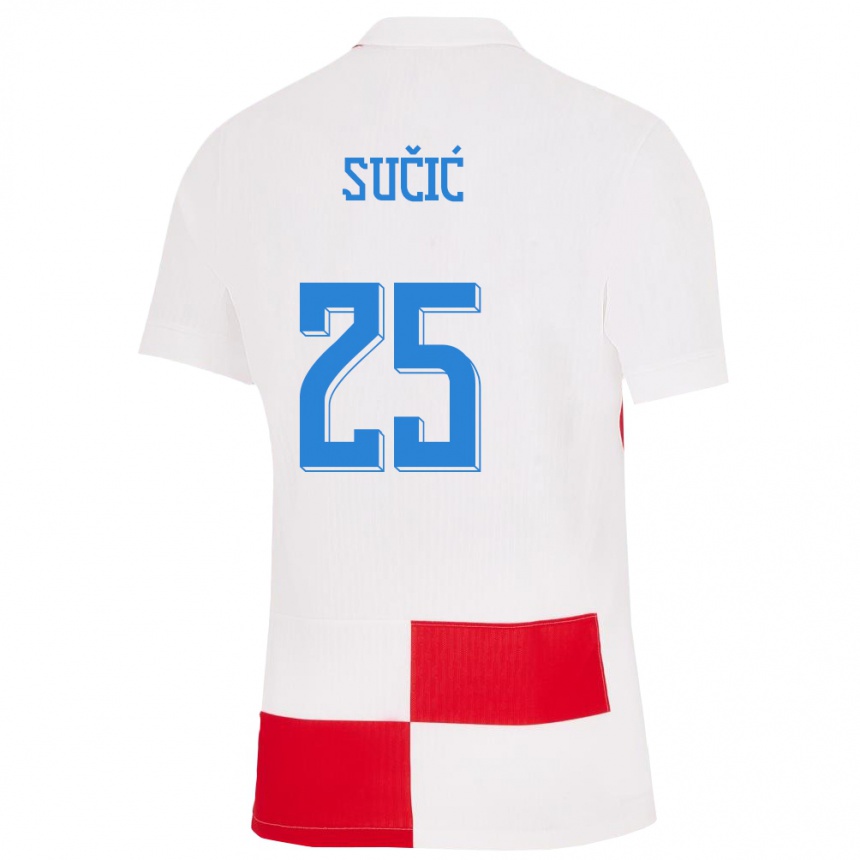 Kids Football Croatia Luka Sucic #25 White Red Home Jersey 24-26 T-Shirt Za