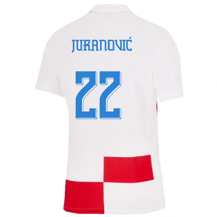 Kids Football Croatia Josip Juranovic #22 White Red Home Jersey 24-26 T-Shirt Za