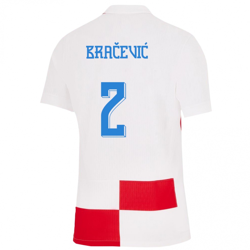 Kids Football Croatia Petra Bracevic #2 White Red Home Jersey 24-26 T-Shirt Za