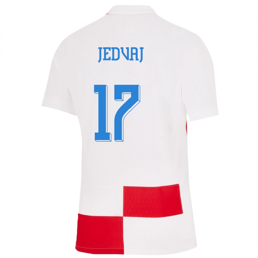 Kids Football Croatia Karla Jedvaj #17 White Red Home Jersey 24-26 T-Shirt Za