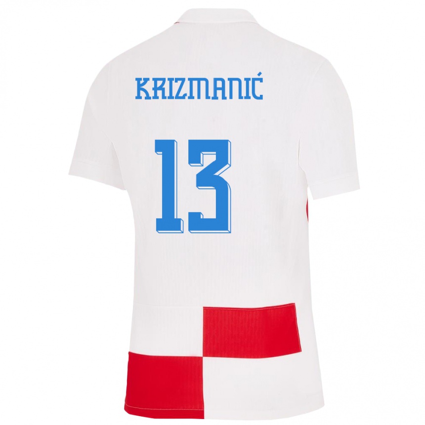 Kids Football Croatia Kresimir Krizmanic #13 White Red Home Jersey 24-26 T-Shirt Za