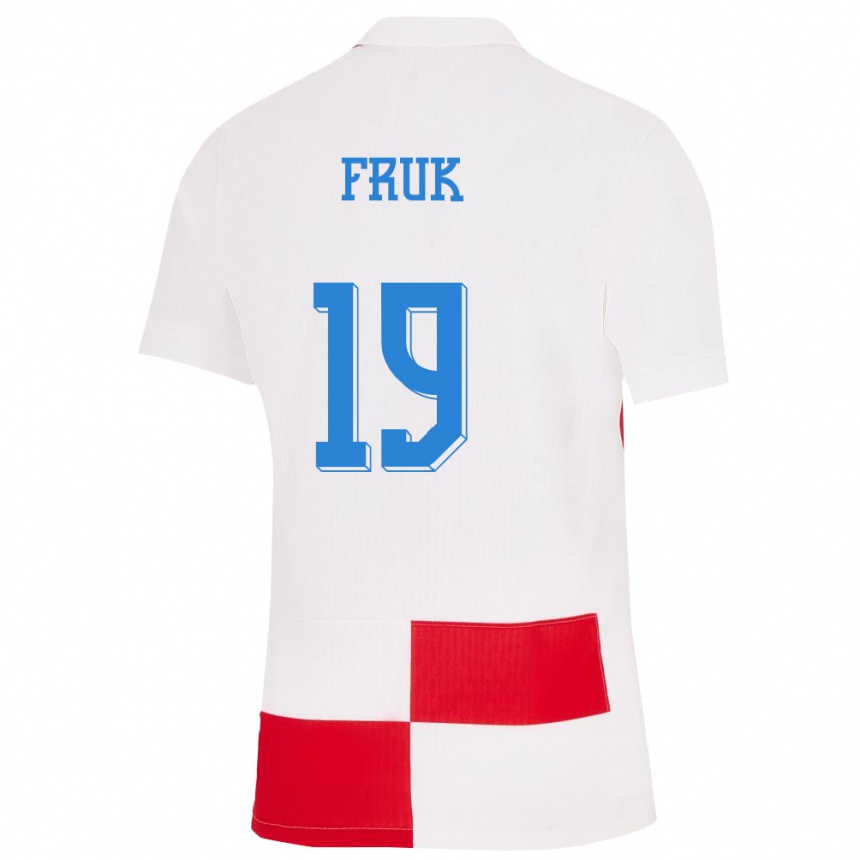 Kids Football Croatia Toni Fruk #19 White Red Home Jersey 24-26 T-Shirt Za