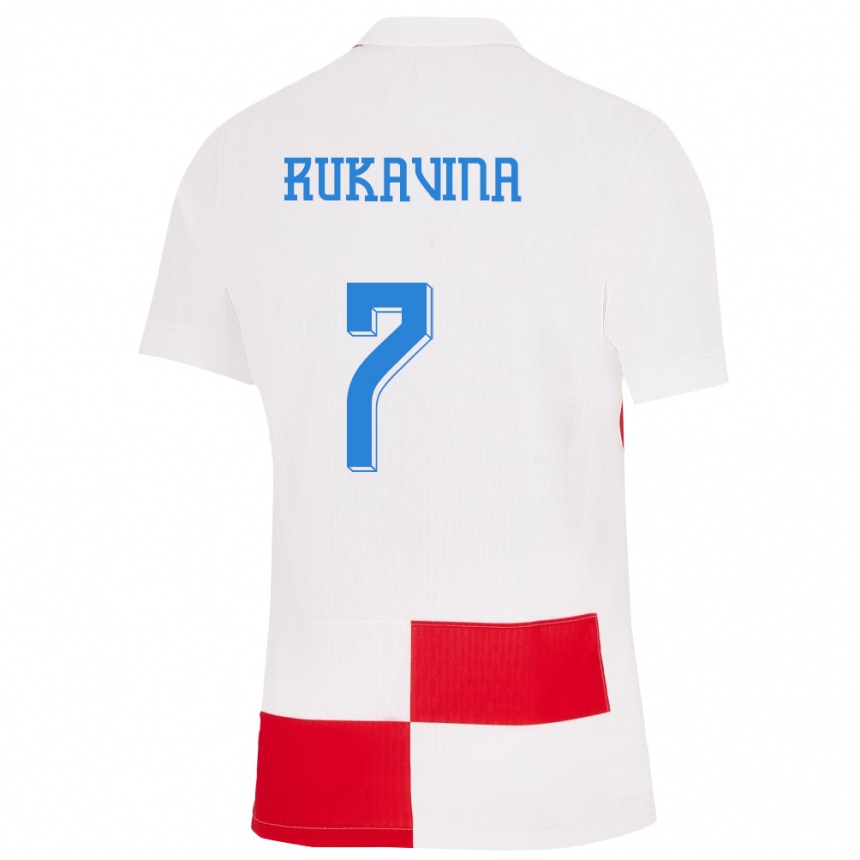 Kids Football Croatia Gabriel Rukavina #7 White Red Home Jersey 24-26 T-Shirt Za