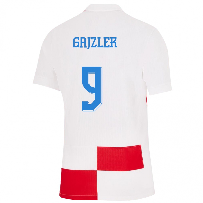 Kids Football Croatia Niko Gajzler #9 White Red Home Jersey 24-26 T-Shirt Za