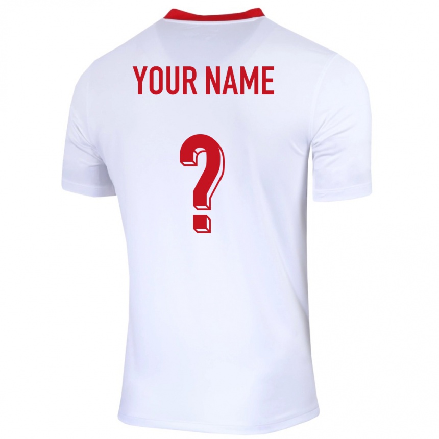 Kids Football Poland Your Name #0 White Home Jersey 24-26 T-Shirt Za