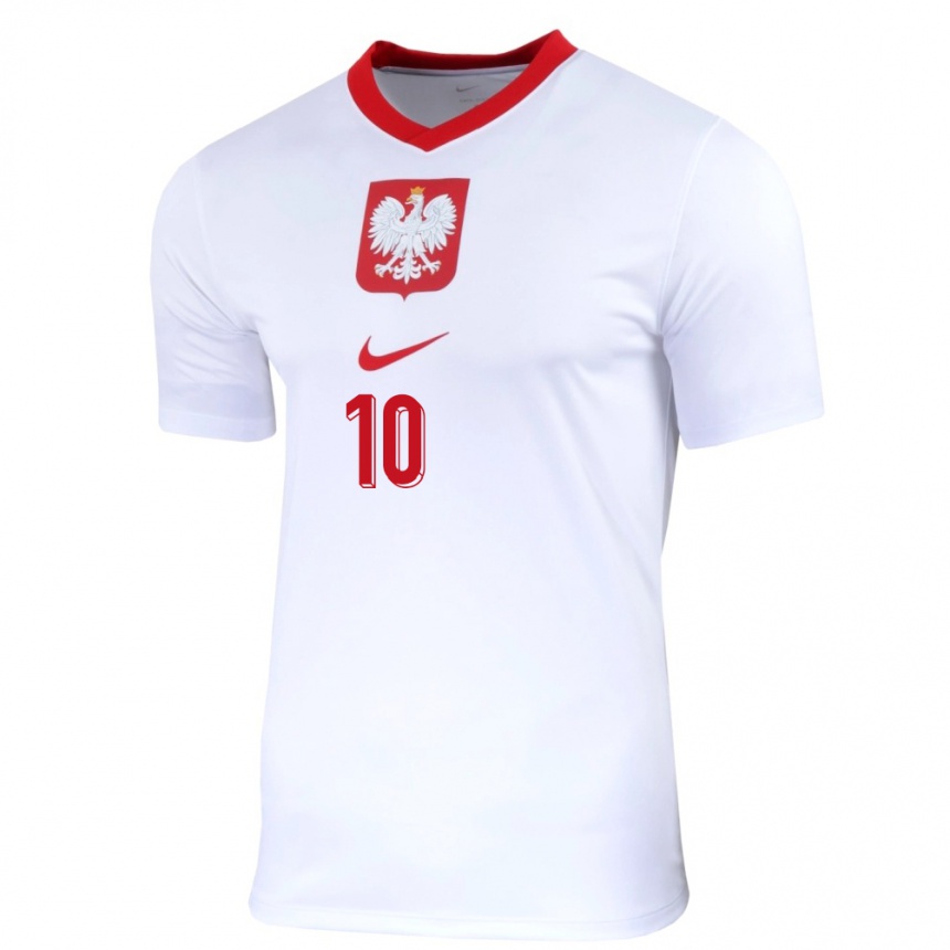 Kids Football Poland Piotr Zielinski #10 White Home Jersey 24-26 T-Shirt Za