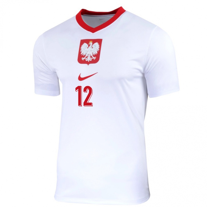 Kids Football Poland Anna Palinska #12 White Home Jersey 24-26 T-Shirt Za