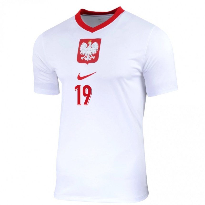 Kids Football Poland Jan Faberski #19 White Home Jersey 24-26 T-Shirt Za