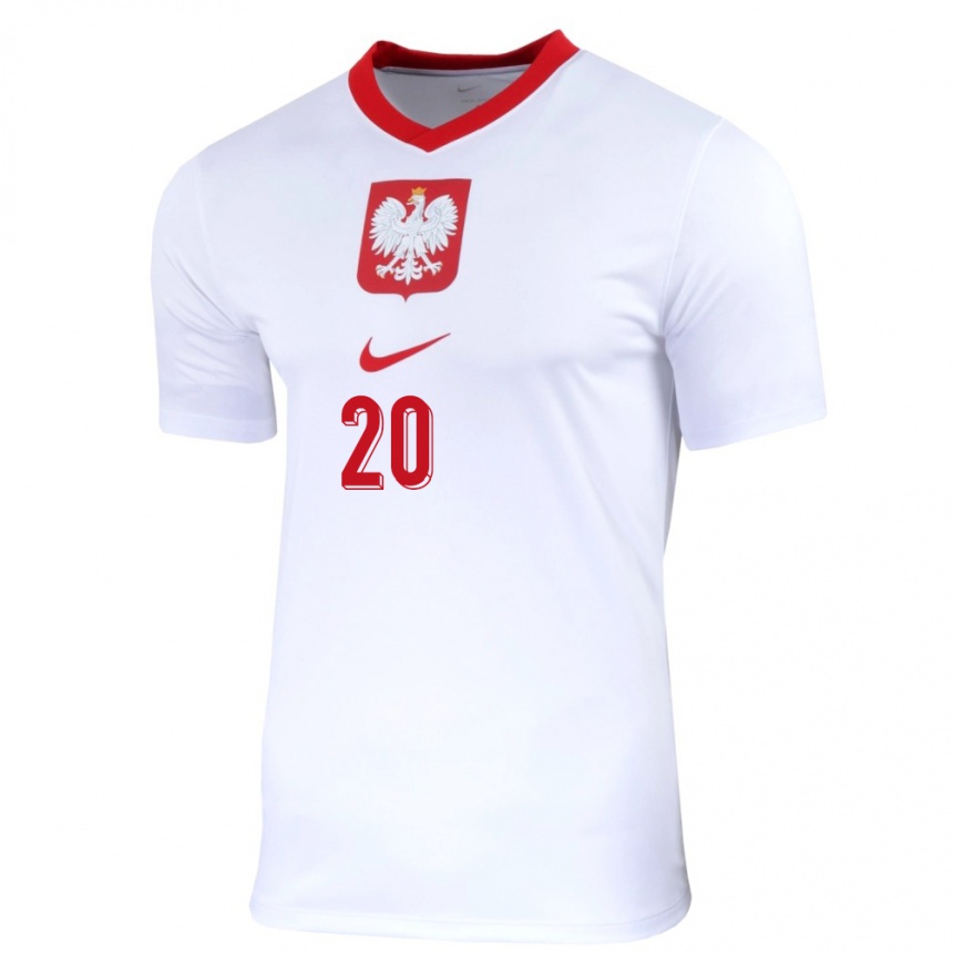 Kids Football Poland Kacper Duda #20 White Home Jersey 24-26 T-Shirt Za