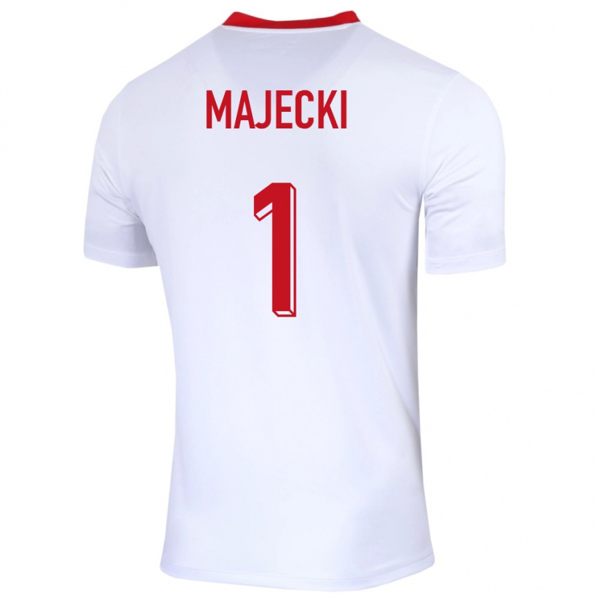 Kids Football Poland Radoslaw Majecki #1 White Home Jersey 24-26 T-Shirt Za