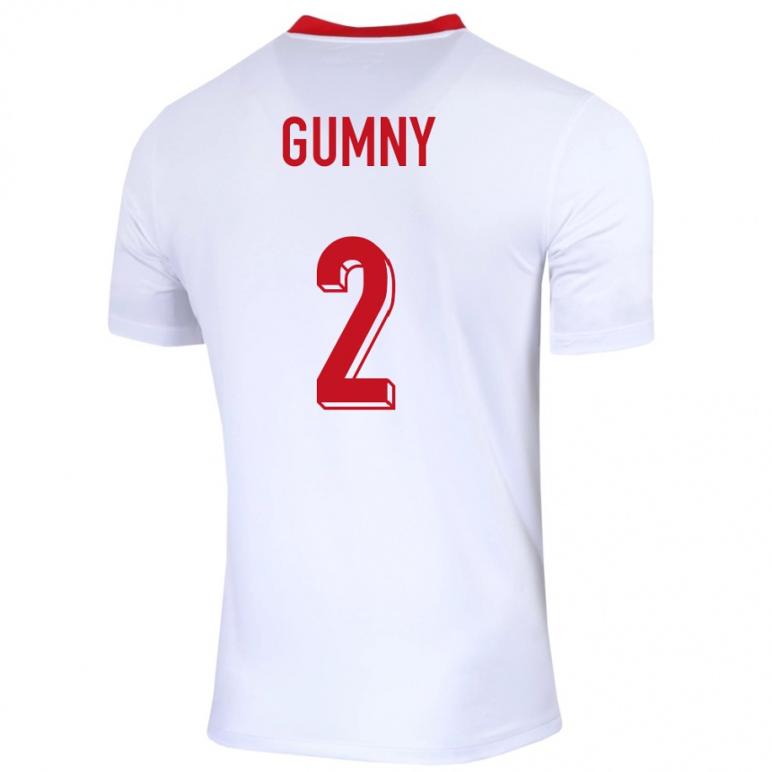 Kids Football Poland Robert Gumny #2 White Home Jersey 24-26 T-Shirt Za