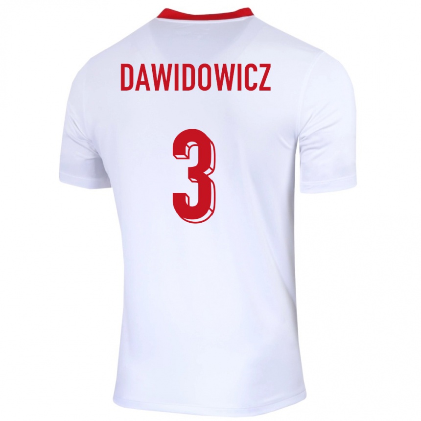 Kids Football Poland Pawel Dawidowicz #3 White Home Jersey 24-26 T-Shirt Za