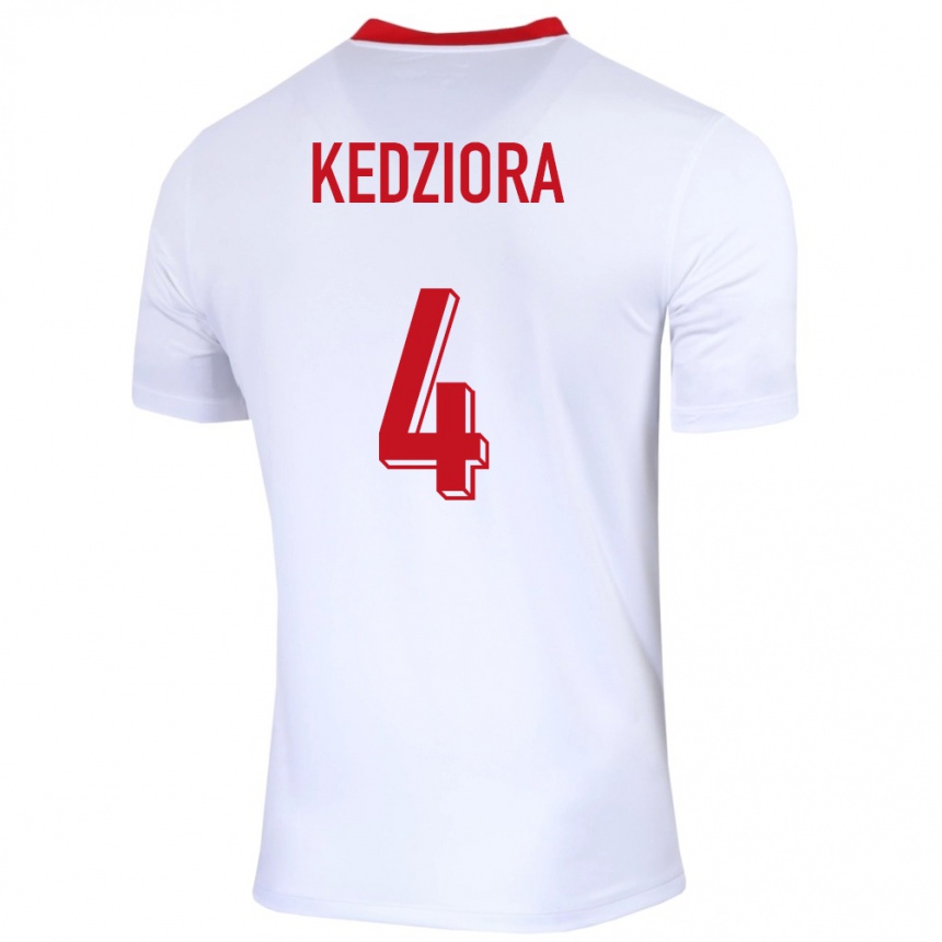 Kids Football Poland Tomasz Kedziora #4 White Home Jersey 24-26 T-Shirt Za