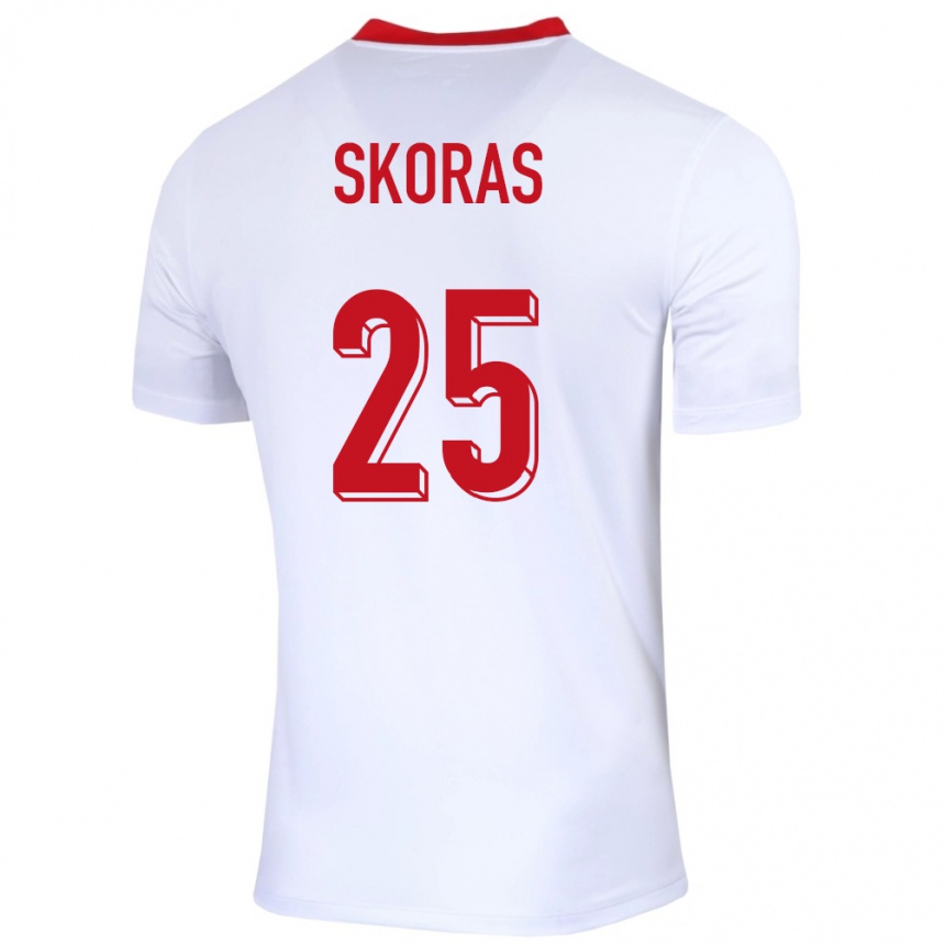 Kids Football Poland Michal Skoras #25 White Home Jersey 24-26 T-Shirt Za