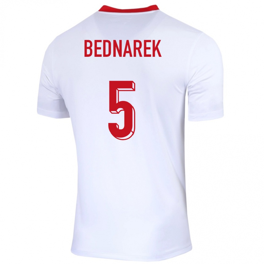 Kids Football Poland Jan Bednarek #5 White Home Jersey 24-26 T-Shirt Za