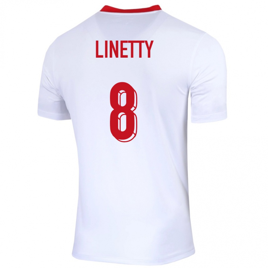 Kids Football Poland Karol Linetty #8 White Home Jersey 24-26 T-Shirt Za