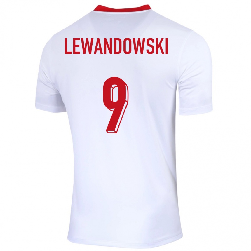 Kids Football Poland Robert Lewandowski #9 White Home Jersey 24-26 T-Shirt Za