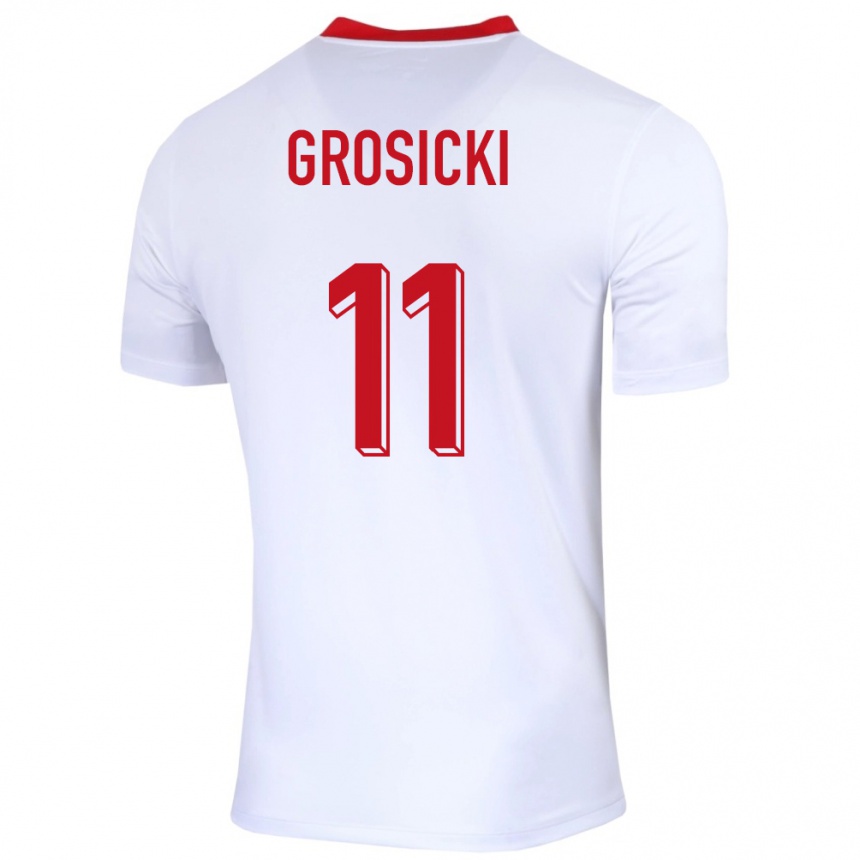 Kids Football Poland Kamil Grosicki #11 White Home Jersey 24-26 T-Shirt Za