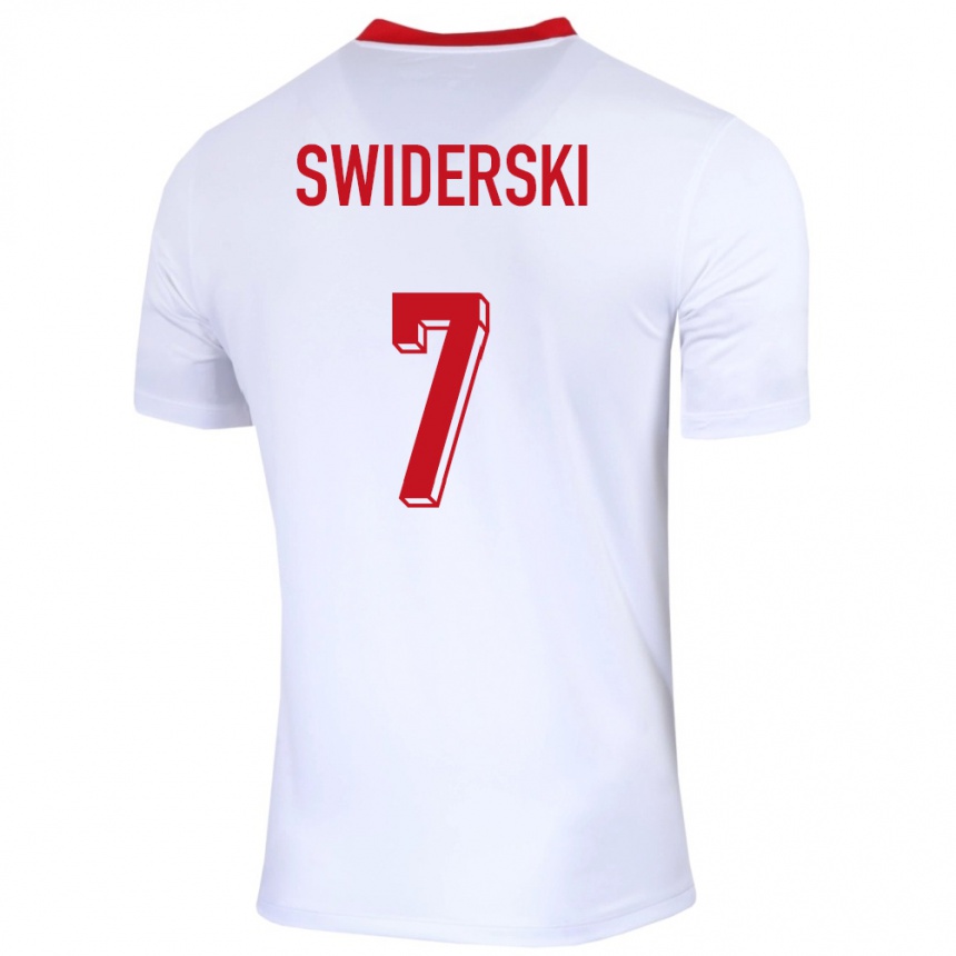 Kids Football Poland Karol Swiderski #7 White Home Jersey 24-26 T-Shirt Za