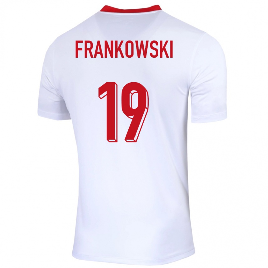 Kids Football Poland Przemyslaw Frankowski #19 White Home Jersey 24-26 T-Shirt Za