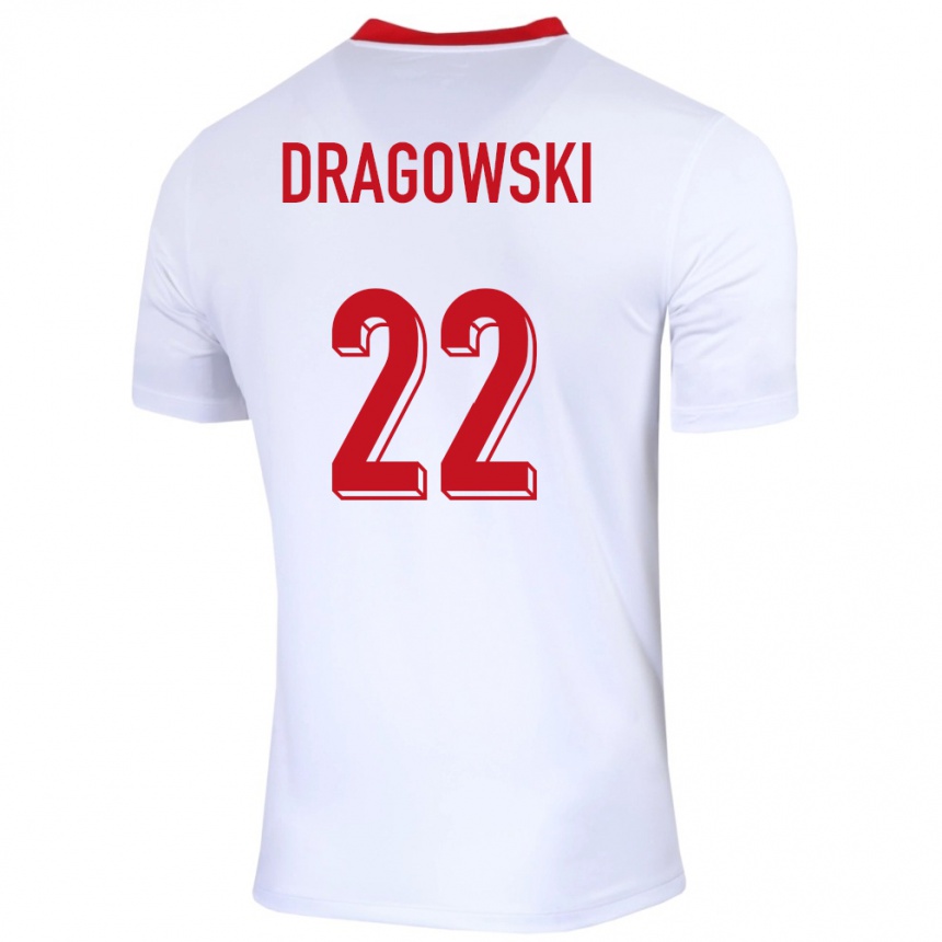 Kids Football Poland Bartlomiej Dragowski #22 White Home Jersey 24-26 T-Shirt Za