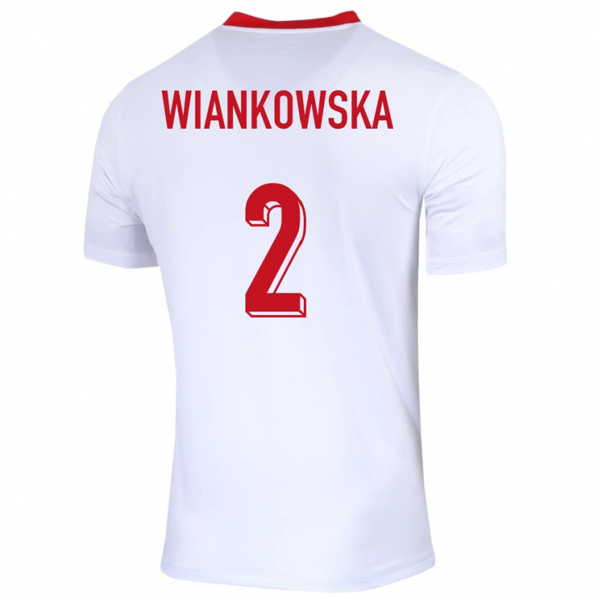 Kids Football Poland Martyna Wiankowska #2 White Home Jersey 24-26 T-Shirt Za