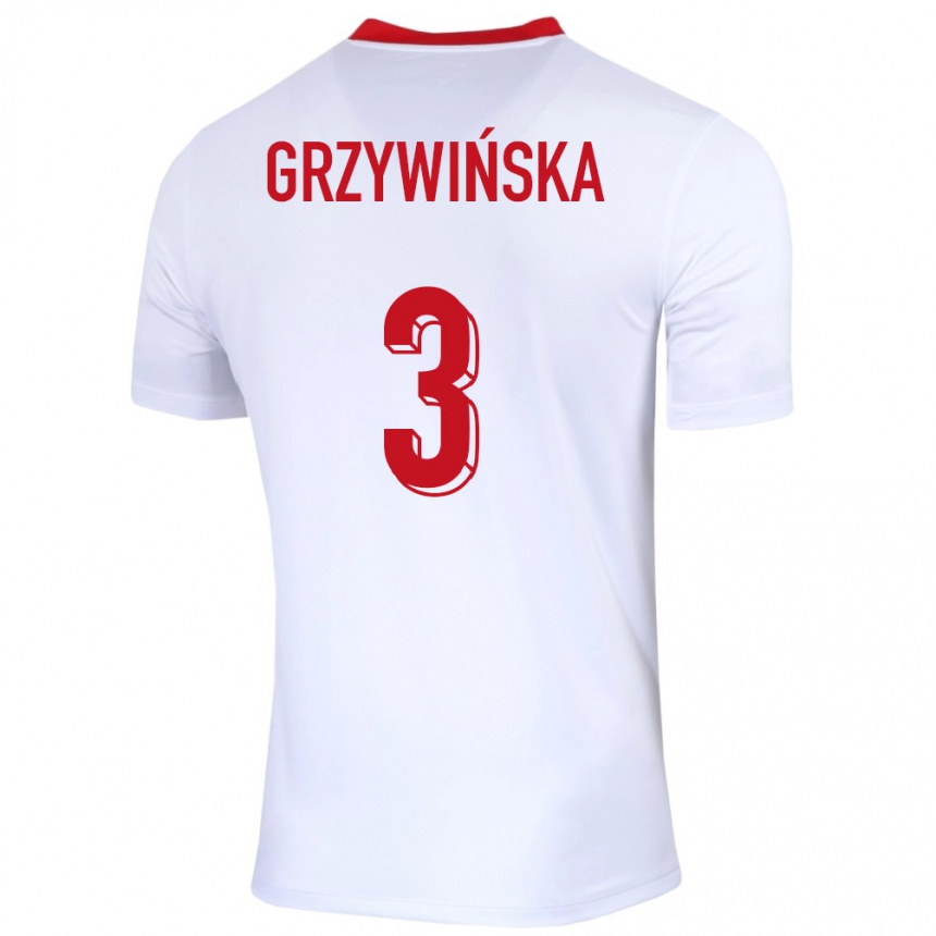 Kids Football Poland Gabriela Grzywinska #3 White Home Jersey 24-26 T-Shirt Za