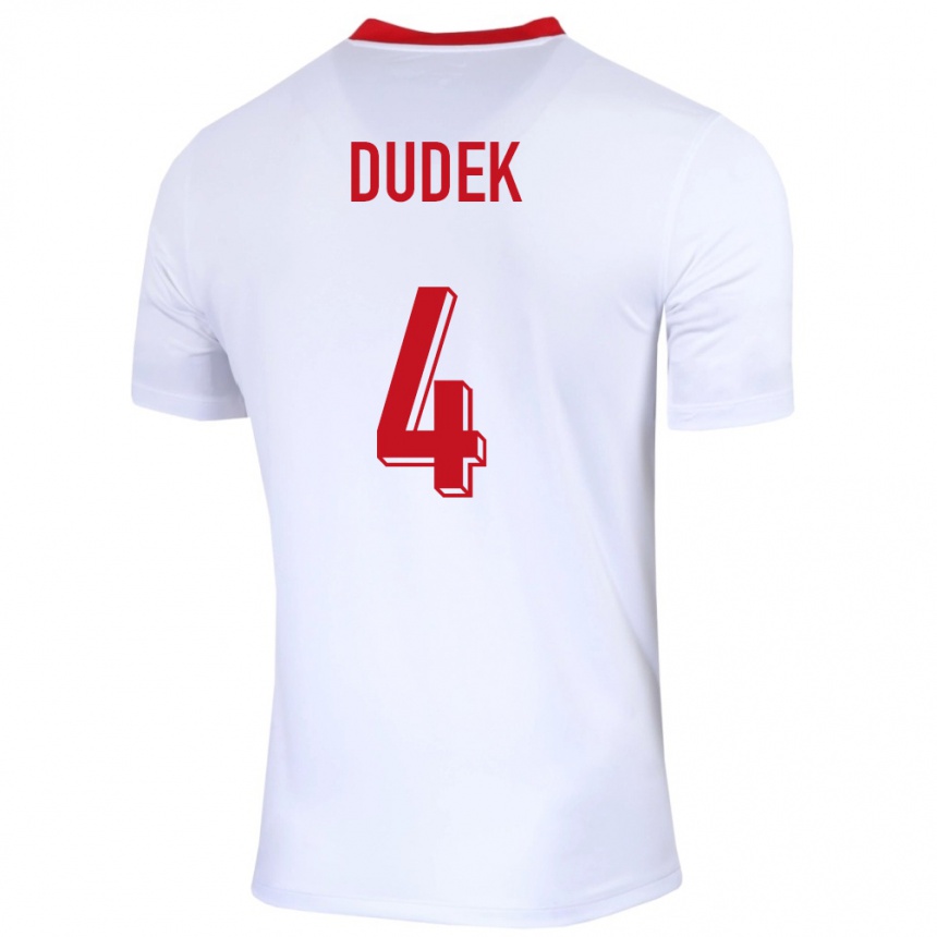 Kids Football Poland Paulina Dudek #4 White Home Jersey 24-26 T-Shirt Za