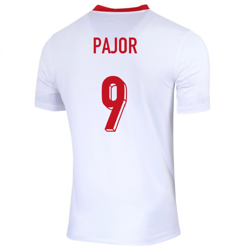 Kids Football Poland Ewa Pajor #9 White Home Jersey 24-26 T-Shirt Za