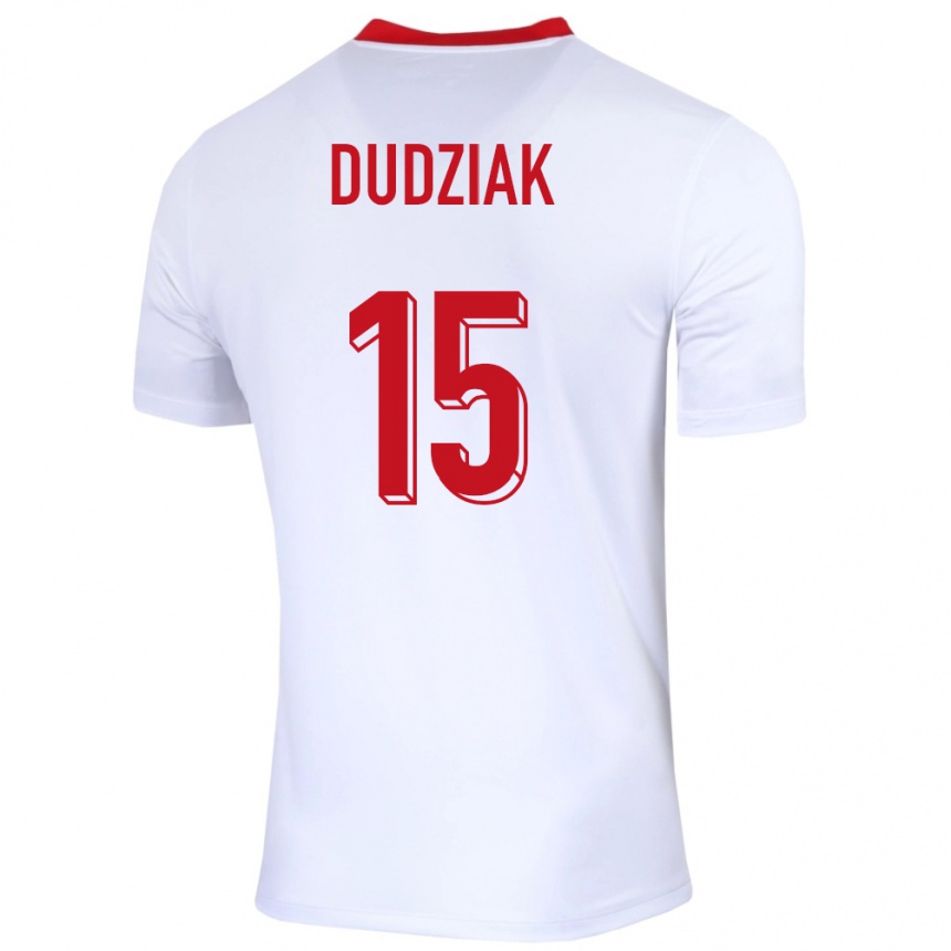 Kids Football Poland Aleksandra Dudziak #15 White Home Jersey 24-26 T-Shirt Za