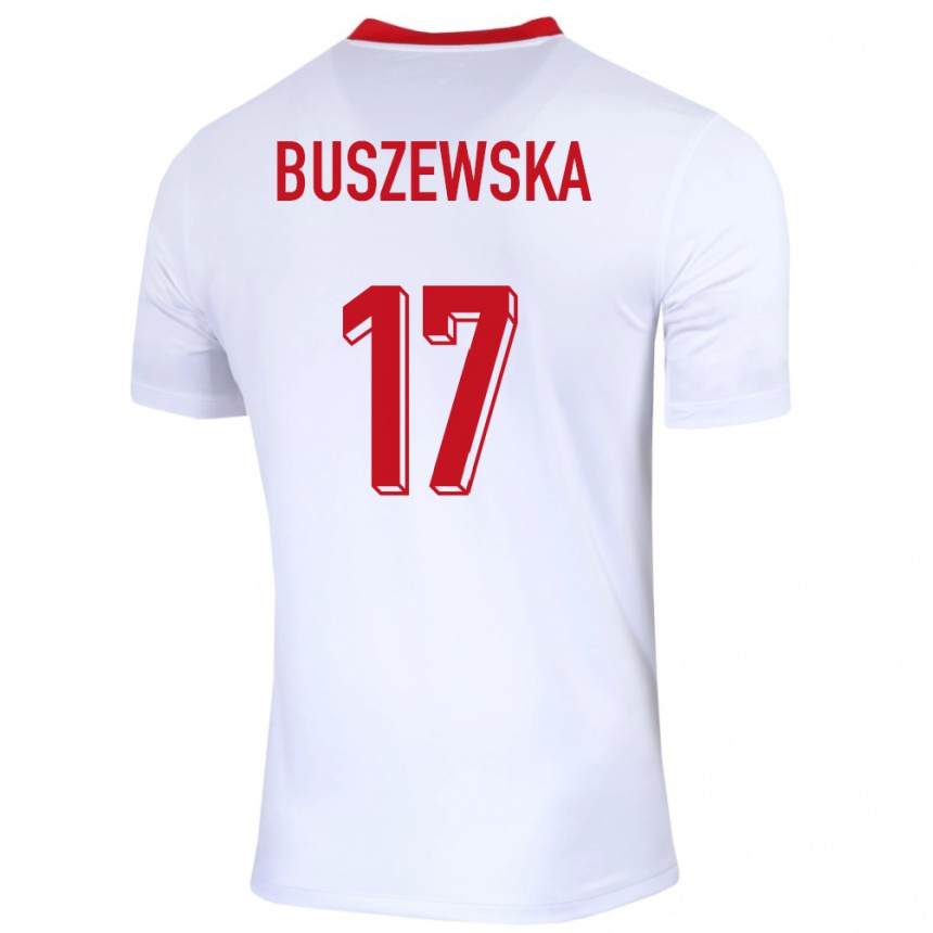 Kids Football Poland Zofia Buszewska #17 White Home Jersey 24-26 T-Shirt Za