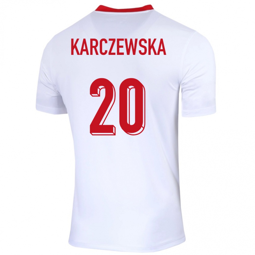 Kids Football Poland Nikola Karczewska #20 White Home Jersey 24-26 T-Shirt Za