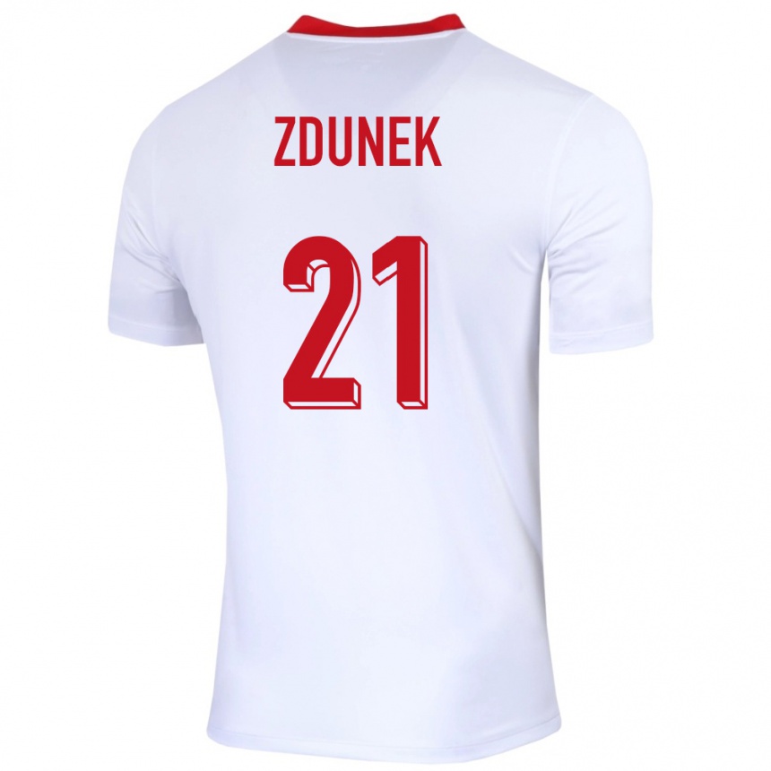 Kids Football Poland Emilia Zdunek #21 White Home Jersey 24-26 T-Shirt Za