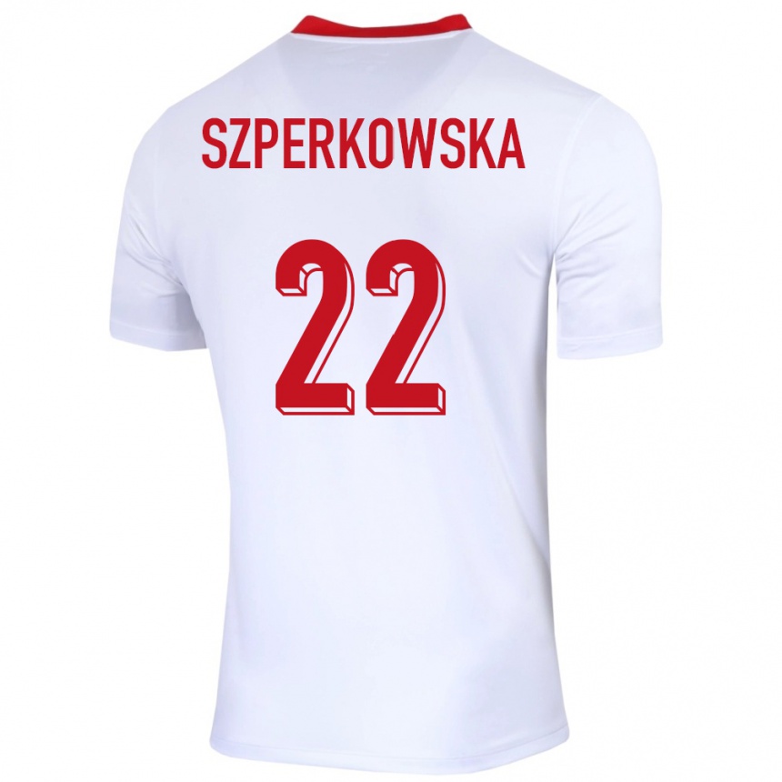 Kids Football Poland Oliwia Szperkowska #22 White Home Jersey 24-26 T-Shirt Za