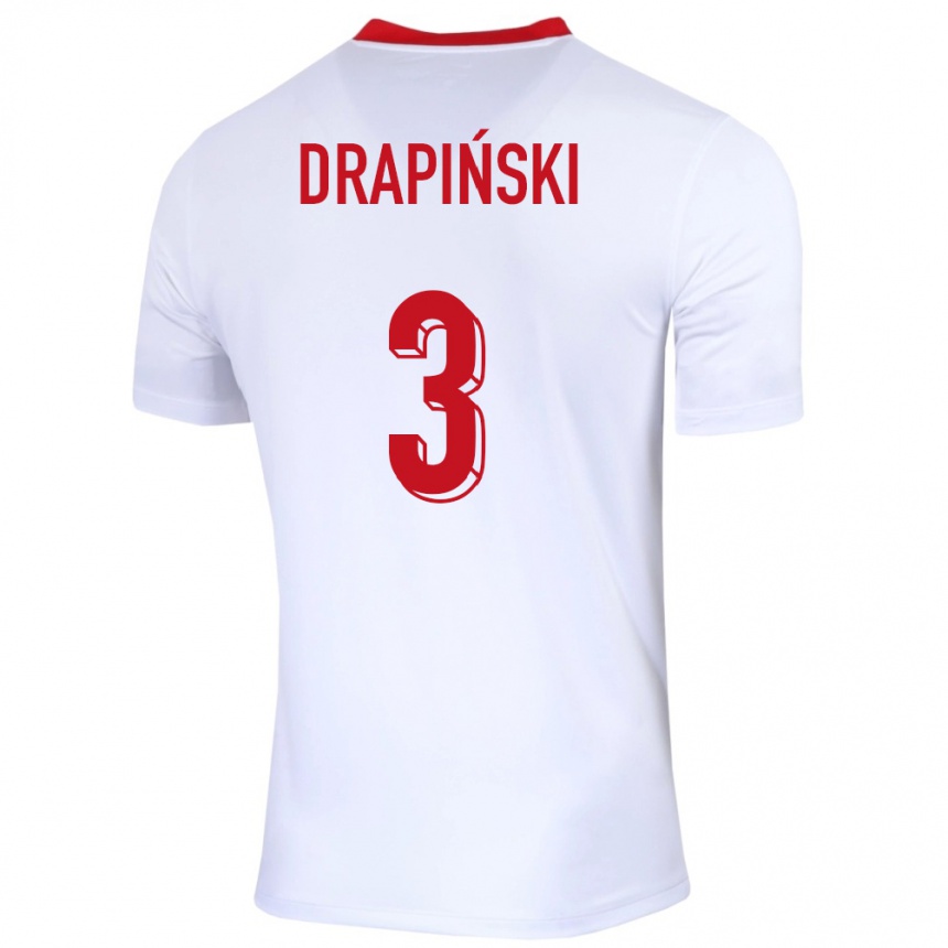 Kids Football Poland Igor Drapinski #3 White Home Jersey 24-26 T-Shirt Za