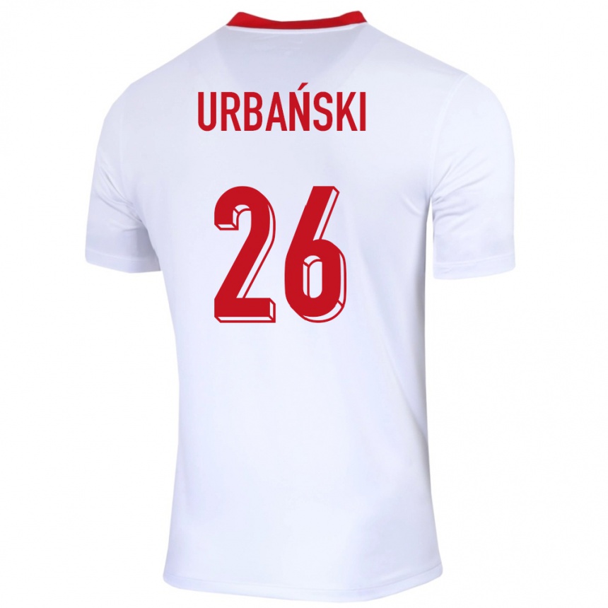 Kids Football Poland Kacper Urbanski #26 White Home Jersey 24-26 T-Shirt Za