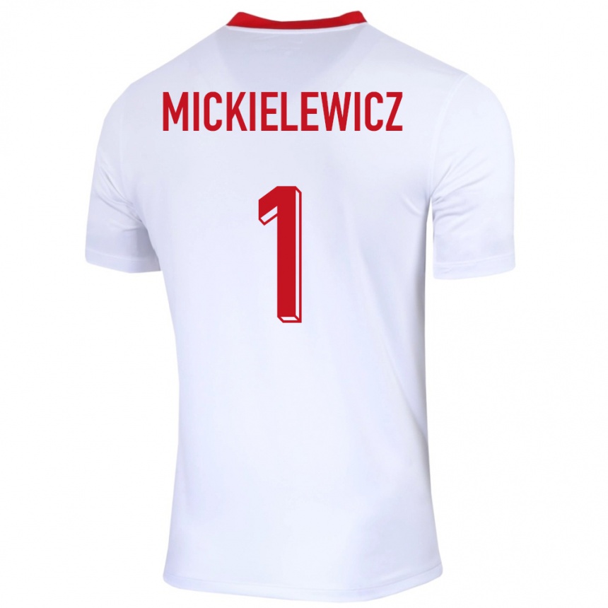 Kids Football Poland Aleksander Mickielewicz #1 White Home Jersey 24-26 T-Shirt Za