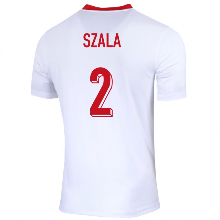 Kids Football Poland Dominik Szala #2 White Home Jersey 24-26 T-Shirt Za