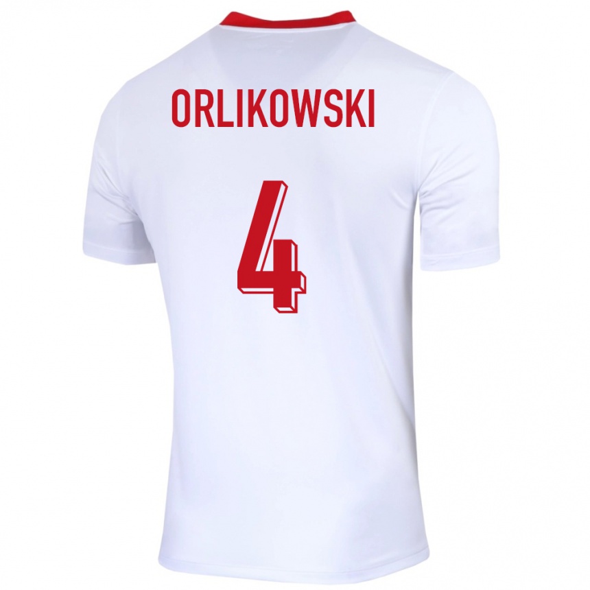 Kids Football Poland Igor Orlikowski #4 White Home Jersey 24-26 T-Shirt Za