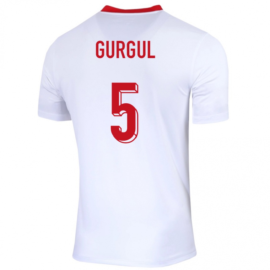 Kids Football Poland Michal Gurgul #5 White Home Jersey 24-26 T-Shirt Za