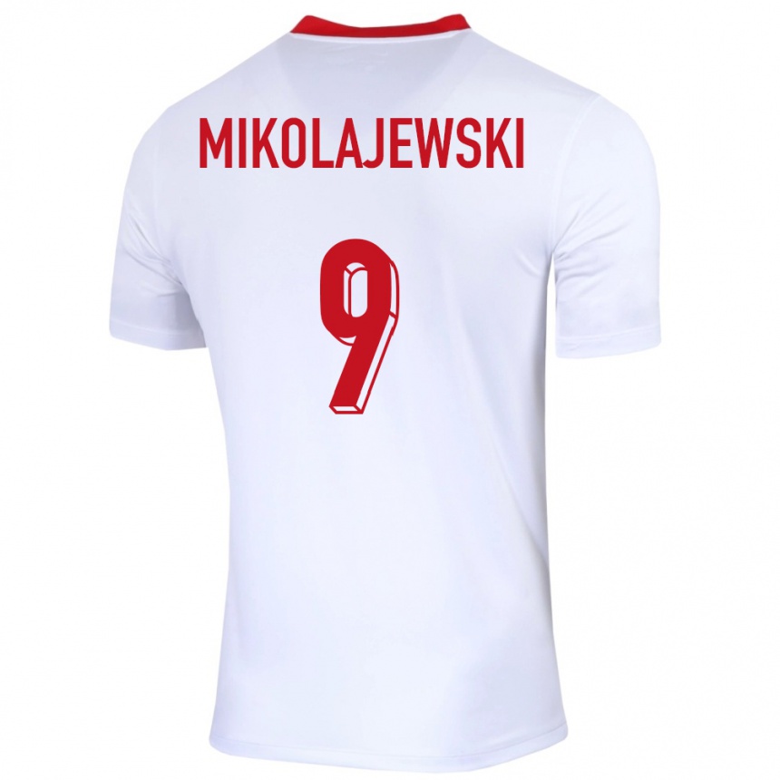 Kids Football Poland Daniel Mikolajewski #9 White Home Jersey 24-26 T-Shirt Za