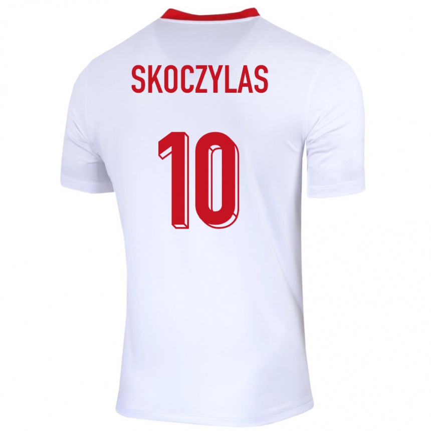 Kids Football Poland Mateusz Skoczylas #10 White Home Jersey 24-26 T-Shirt Za