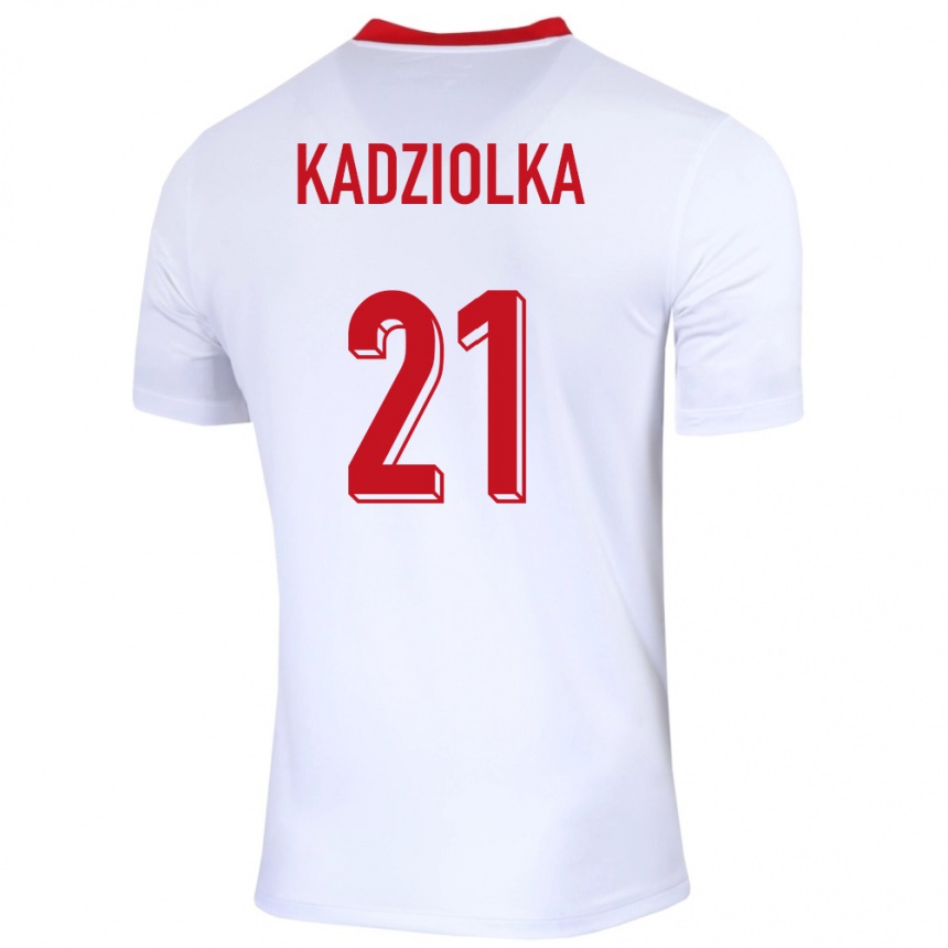 Kids Football Poland Szymon Kadziolka #21 White Home Jersey 24-26 T-Shirt Za