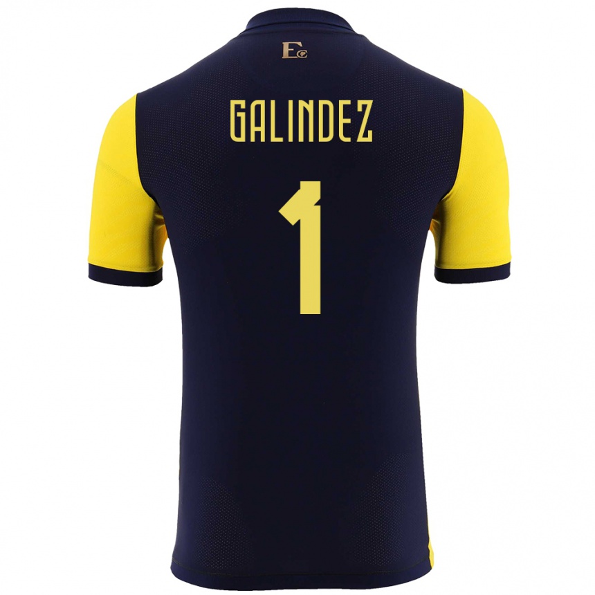 Kids Football Ecuador Hernan Galindez #1 Yellow Home Jersey 24-26 T-Shirt Za