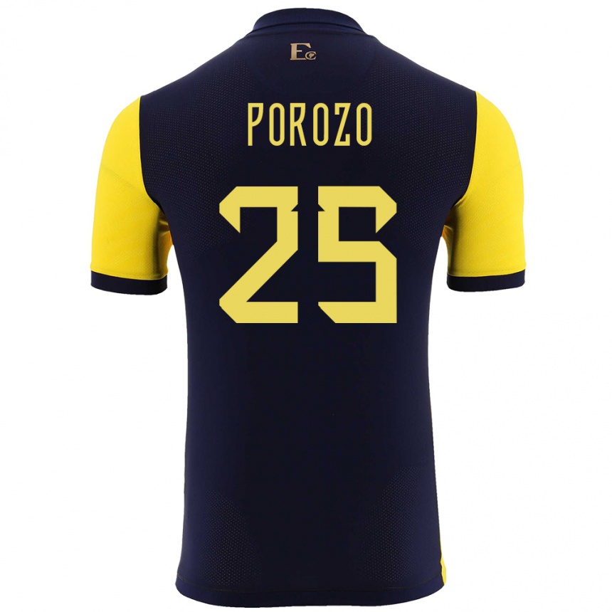 Kids Football Ecuador Jackson Porozo #25 Yellow Home Jersey 24-26 T-Shirt Za