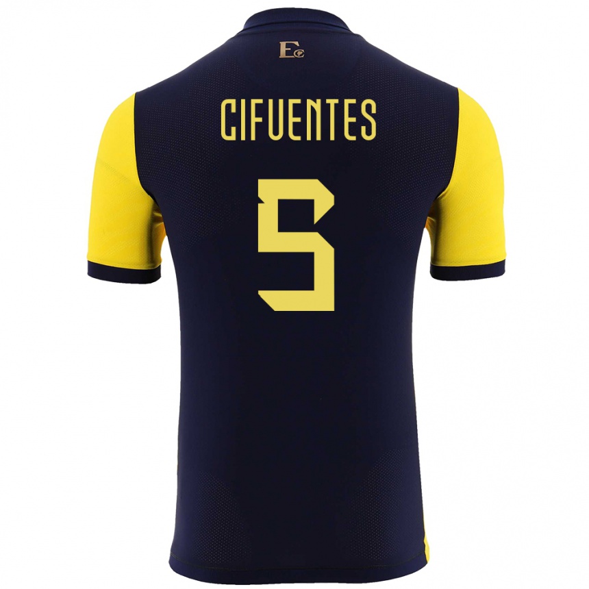 Kids Football Ecuador Jose Cifuentes #5 Yellow Home Jersey 24-26 T-Shirt Za