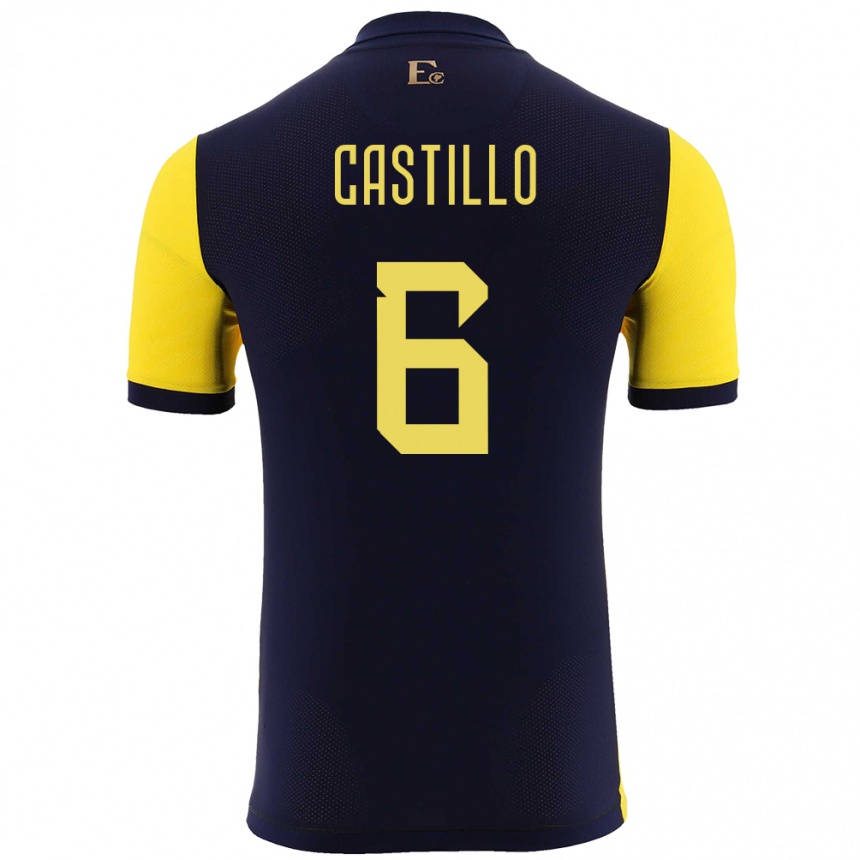 Kids Football Ecuador Byron Castillo #6 Yellow Home Jersey 24-26 T-Shirt Za