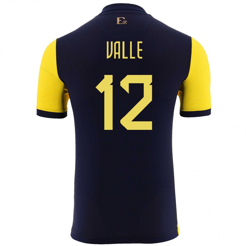 Kids Football Ecuador Gonzalo Valle #12 Yellow Home Jersey 24-26 T-Shirt Za