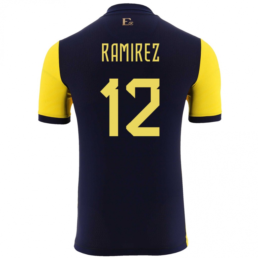 Kids Football Ecuador Moises Ramirez #12 Yellow Home Jersey 24-26 T-Shirt Za