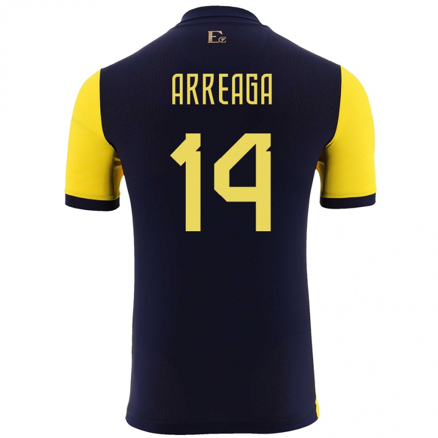 Kids Football Ecuador Xavier Arreaga #14 Yellow Home Jersey 24-26 T-Shirt Za